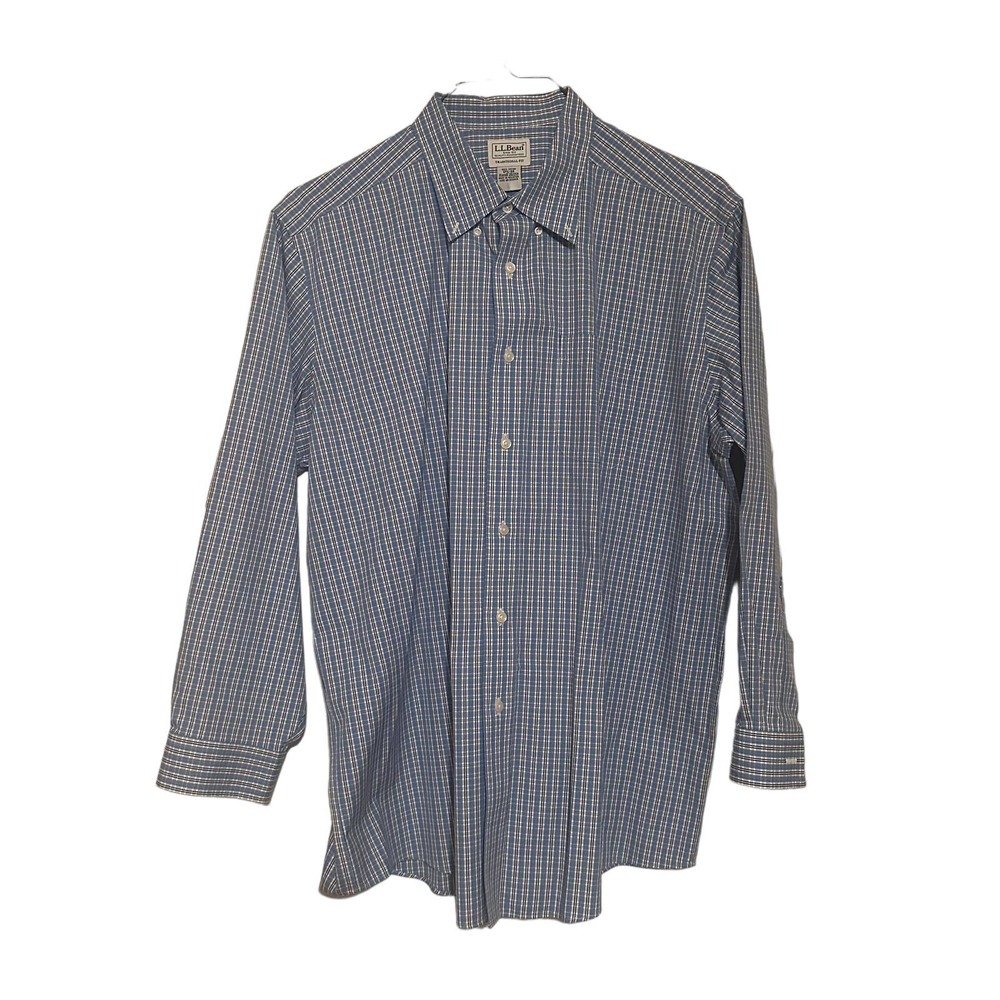 L.L Bean Traditional Fit Oxford Cloth Button Down Shirt Blue 17½-34